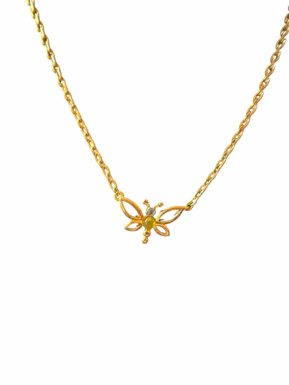 Vintage Nina Ricci Butterly Gemstone Gold Plated Necklace